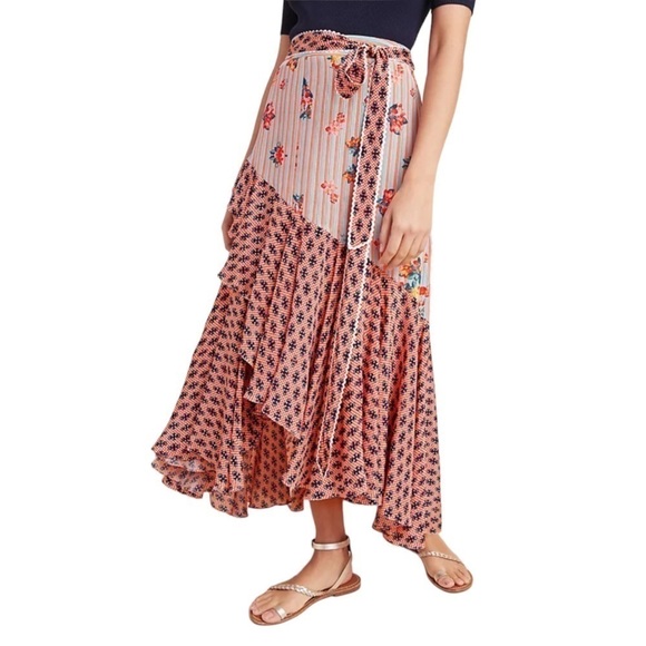 Bhanuni By Jyoti Anthropologie Casablanca Maxi Skirt Floral Prairie Patchwork - Picture 5 of 8